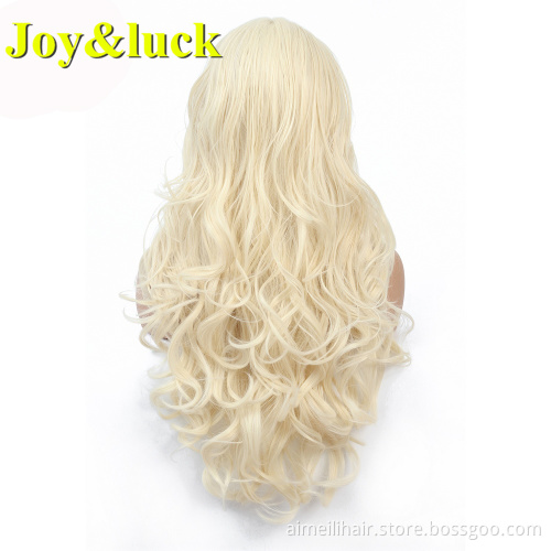 Lace Front Wholesale Prices Wig For Women Middle Part Daily Or Party Long Natural Wave Blonde Color Synthetic Ladies Hair Wigs